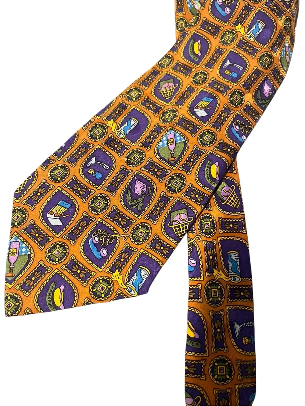 Vintage 90s Nicole Miller Silk Necktie Abstract Pattern Designer Tie 58” x 3.5”